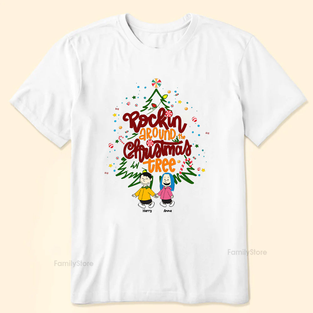 Personalized Rockin' Around The Christmas Tree Shirt for Couples Gift