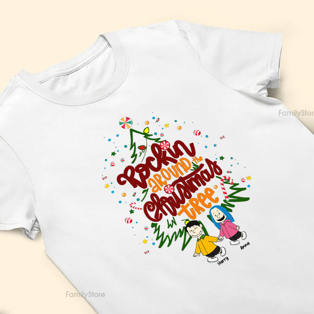 Personalized Rockin' Around The Christmas Tree Shirt for Couples Gift