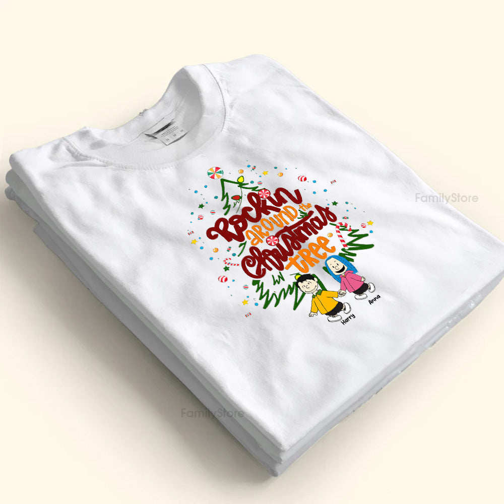 Personalized Rockin' Around The Christmas Tree Shirt for Couples Gift