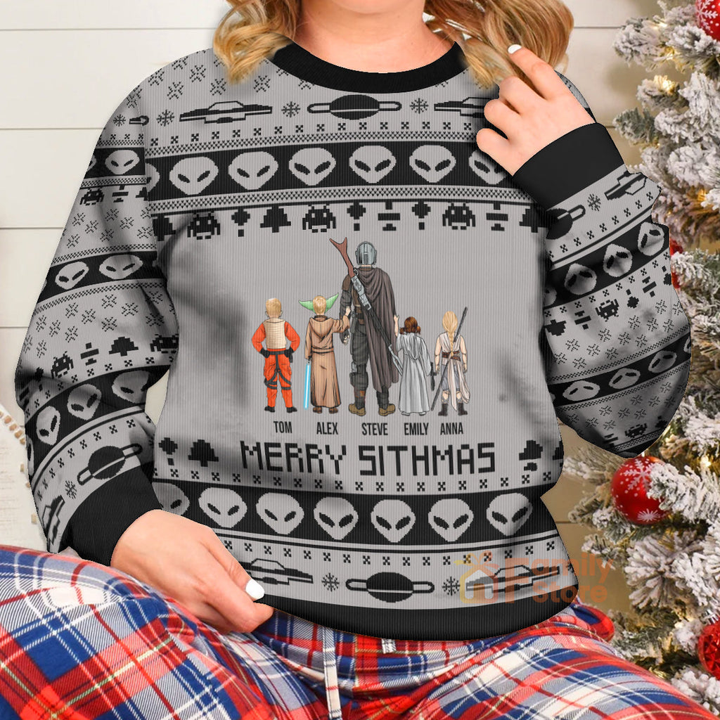 Personalized Alien Ugly Sweater Custom Name Gift for Dad