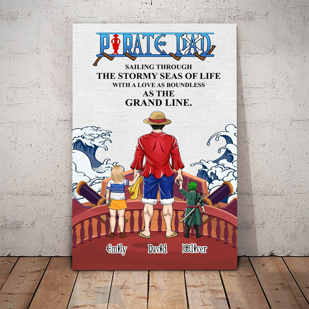 Personalized Pirate Dad Canvas Art Custom Family Gift for Father's Day Canvas GradoCreations
