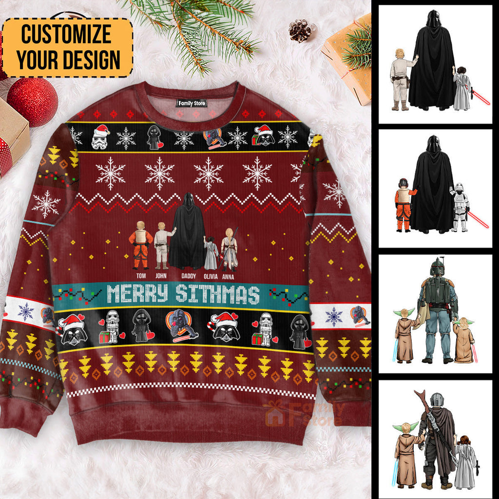 Personalized Ugly Christmas Sweater Merry Sithmas Gift for Dad