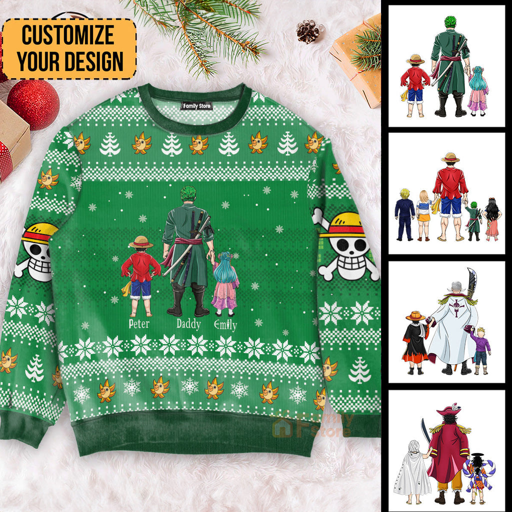 Personalized Chibi Family Ugly Sweater Gift for Dad | Christmas