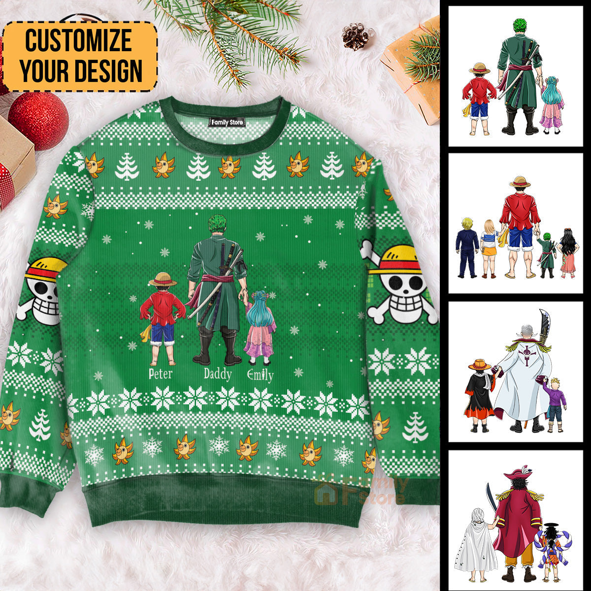 Personalized Chibi Family Ugly Sweater Gift for Dad | Christmas