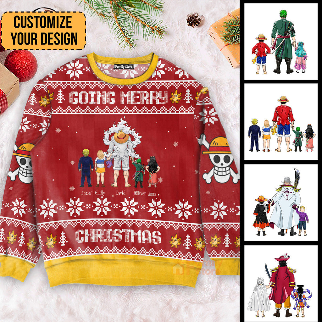 Personalized Monkey D. Luffy Christmas Sweatshirt Gift for Dad