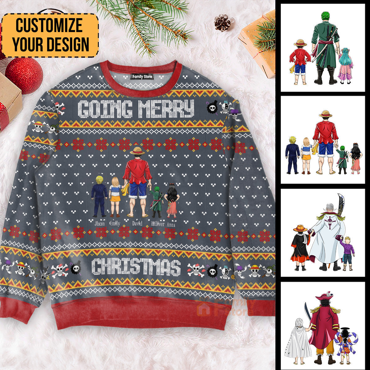 Personalized Ugly Christmas Sweater with Pirate Adventure for Dad