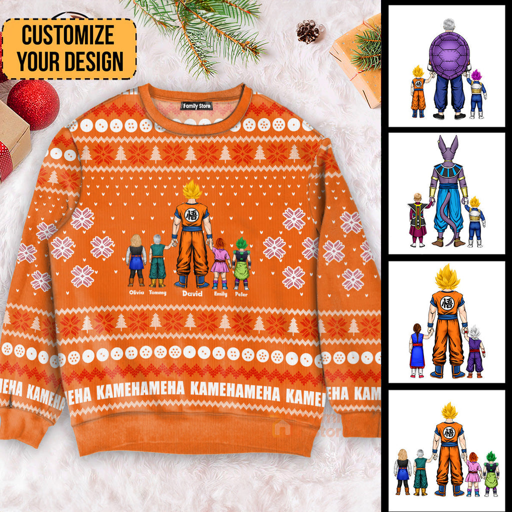 Personalized Goku Kamehameha Ugly Sweater Gift for Dad