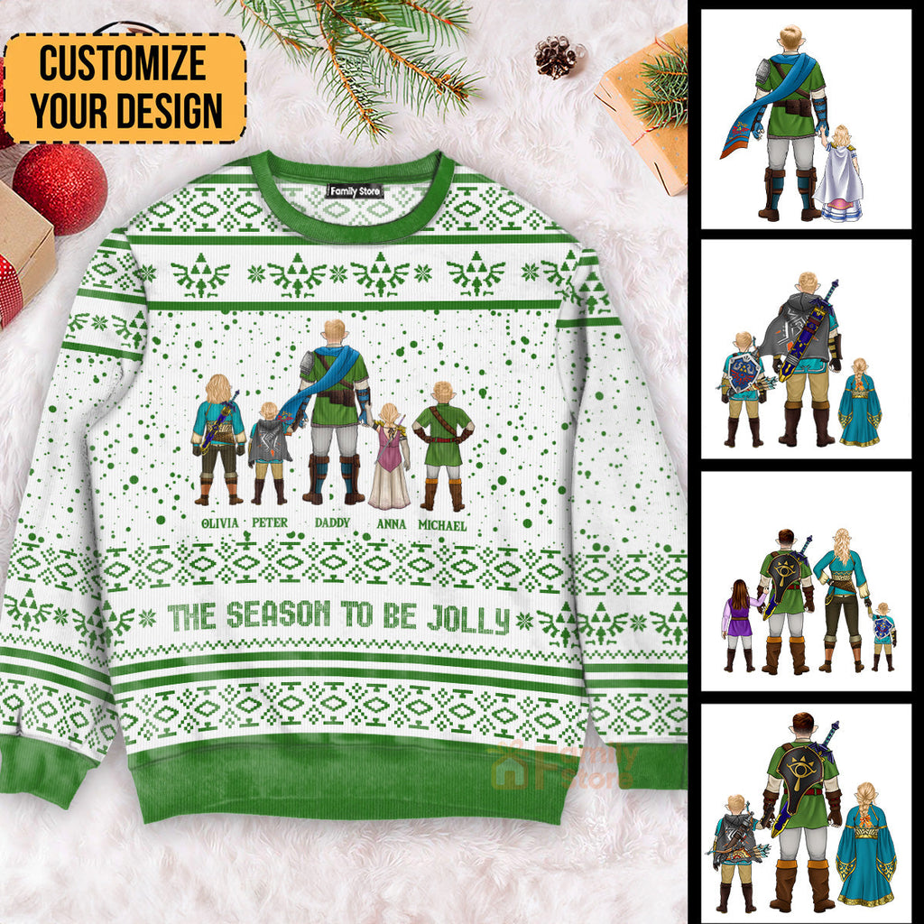 Personalized Ugly Sweater Featuring Zelda Design for Dad, Grandpa, Husband - Holiday Gift