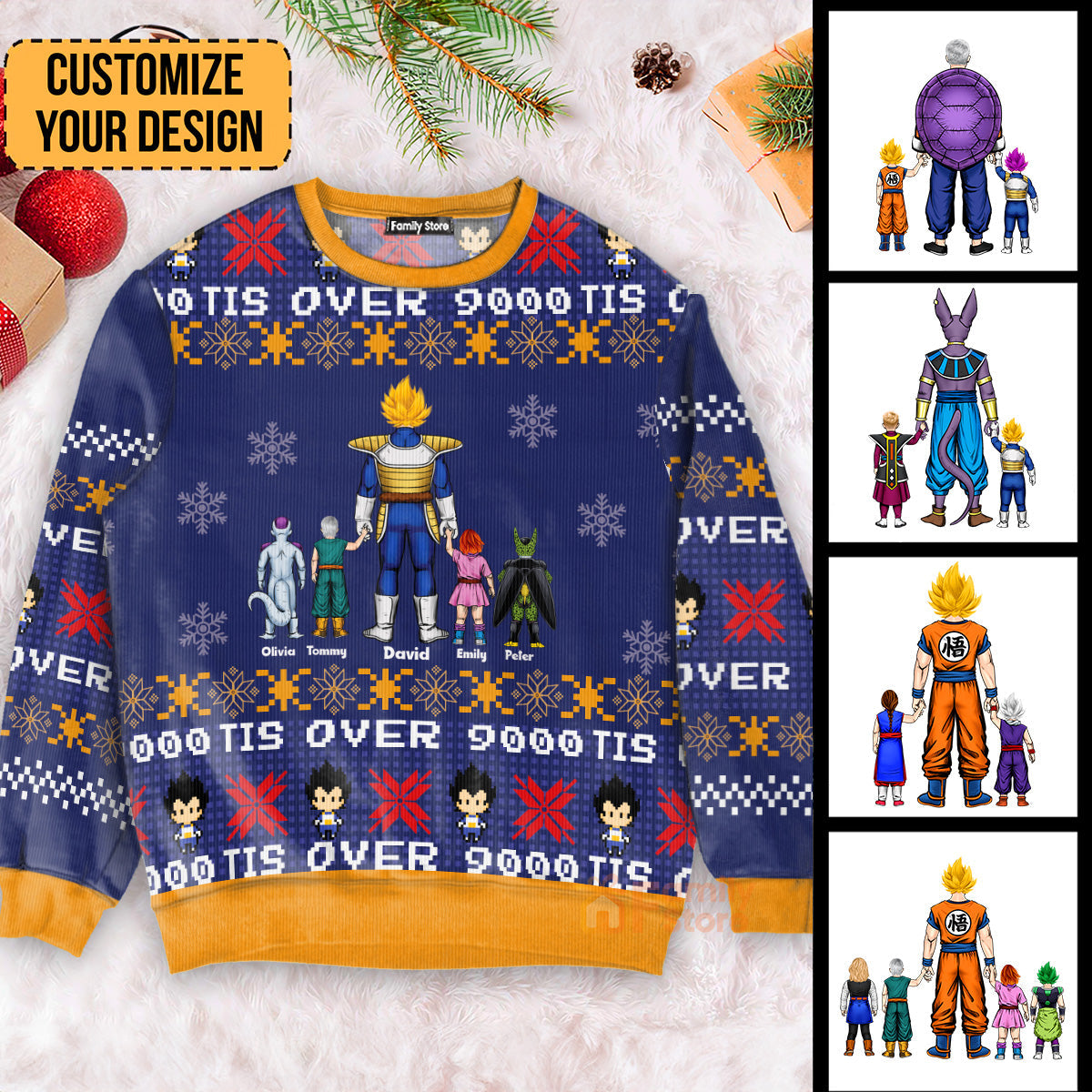 Personalized DragonDad Ugly Sweater Gift for Dad, Grandpa | Custom Name Holiday Apparel