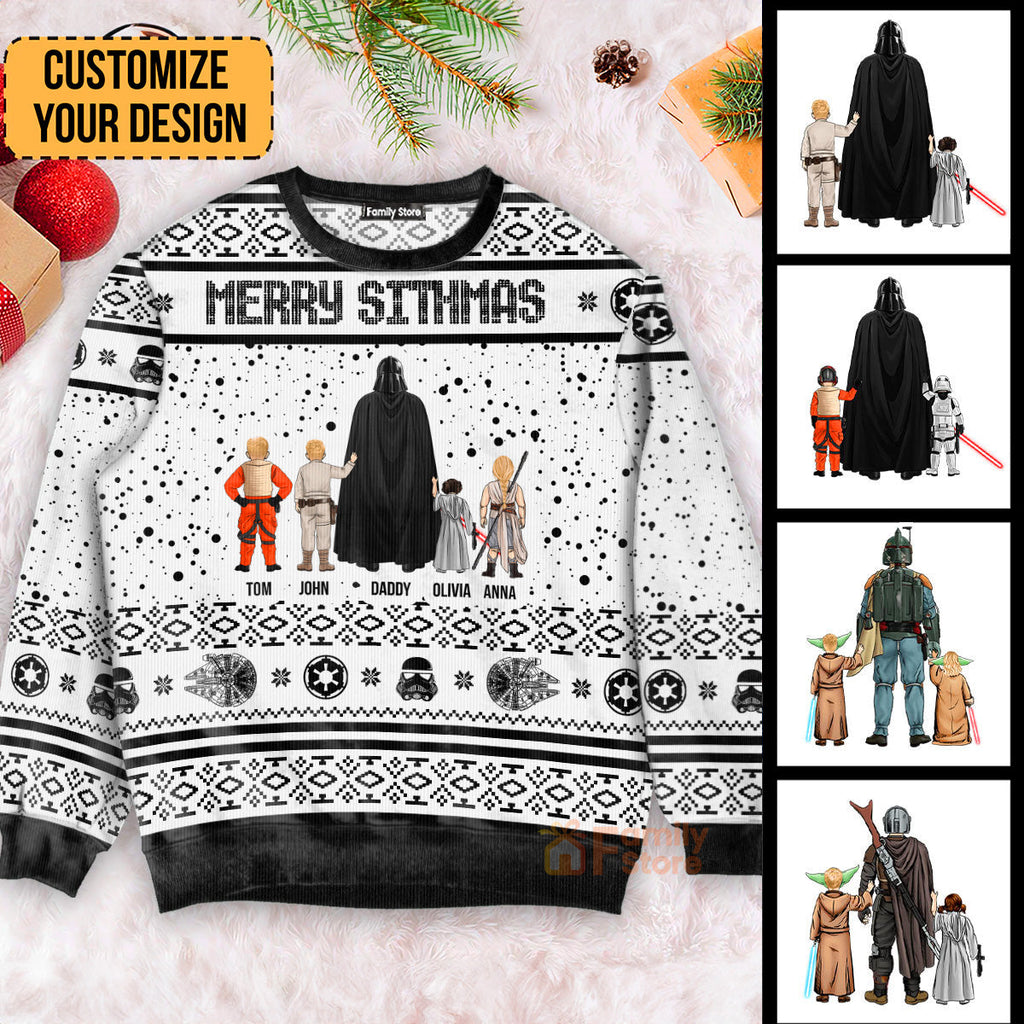Personalized Darth Vader Ugly Sweater Gift for Dad, Grandpa - Custom Name Design