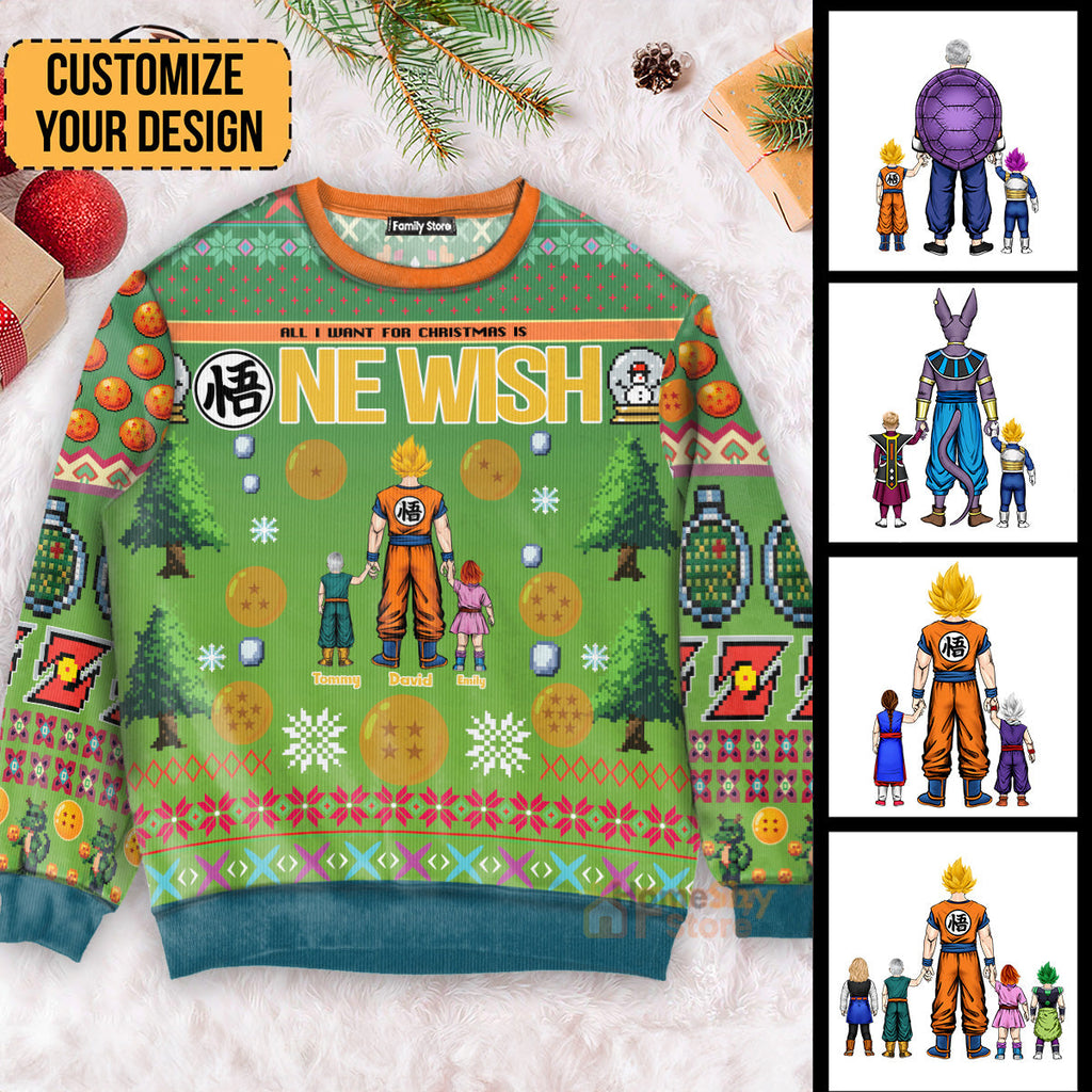 Personalized Christmas Ugly Sweater for Dad, Grandpa, Husband - Custom Cartoon Design