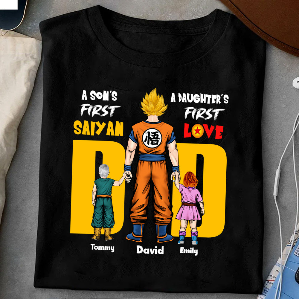 Personalized Cotton T-Shirt for Dad with Kids Names Gift Cotton Apparel GradoCreations