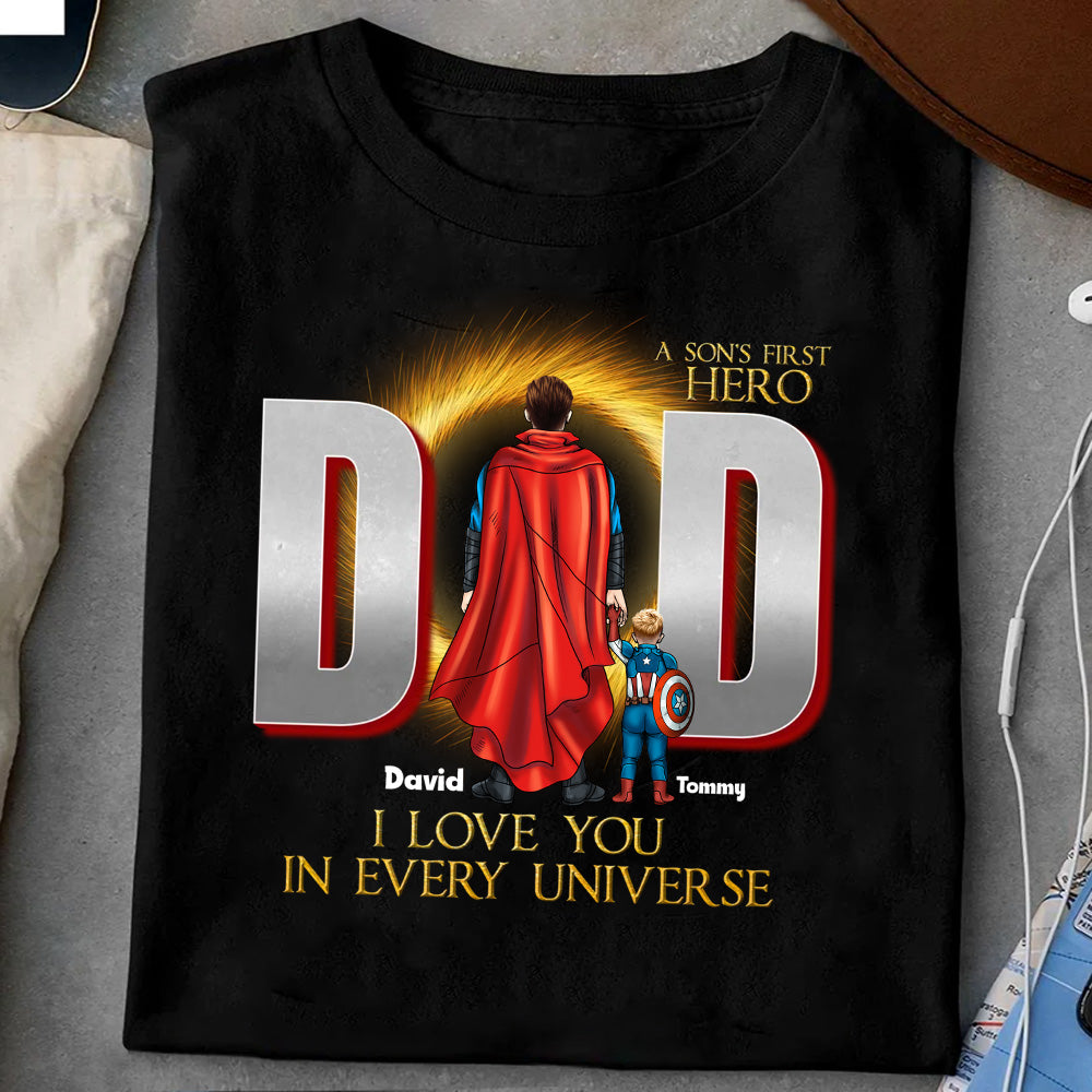 Personalized Superhero Dad T-Shirt Gift for Father's Day Cotton Apparel GradoCreations