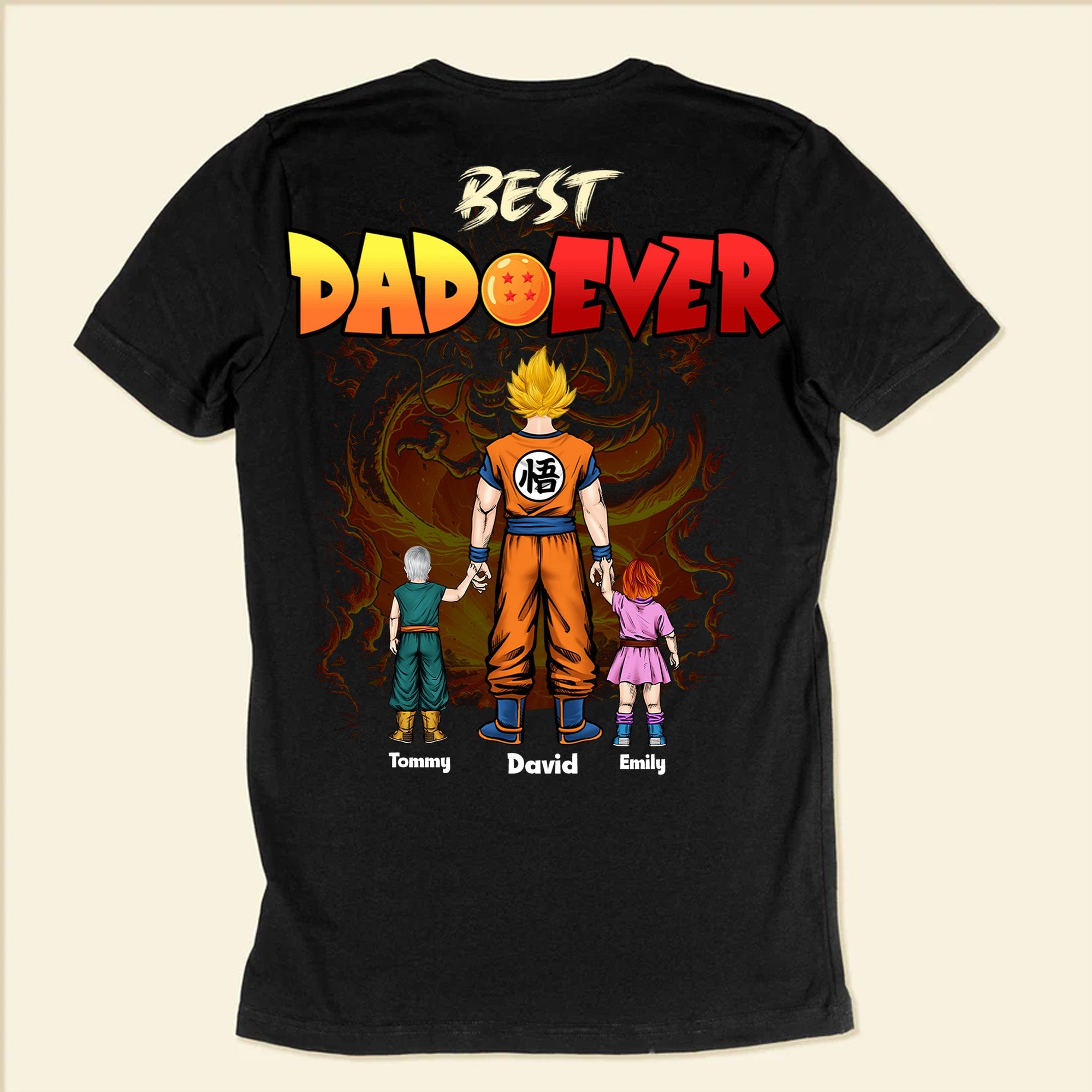 Personalized Dad and Kids Saiyan Shirt Unique Gift for Father's Day Cotton Apparel GradoCreations