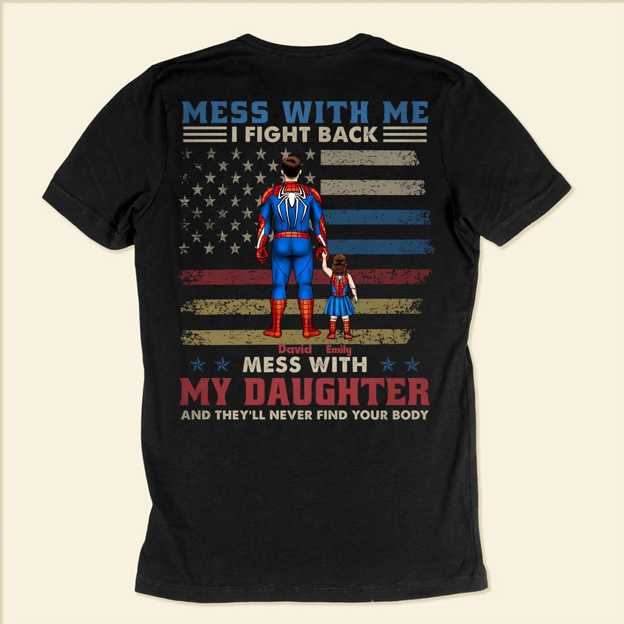 Personalized Superhero Dad Shirt Custom Name Gift for Father's Day Cotton Apparel GradoCreations