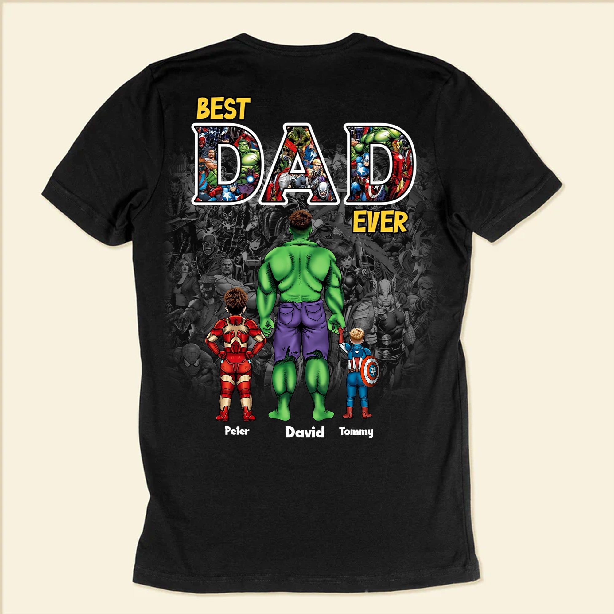 Personalized Super Hero Dad Shirt Custom Message Gift for Father's Day Cotton Apparel GradoCreations
