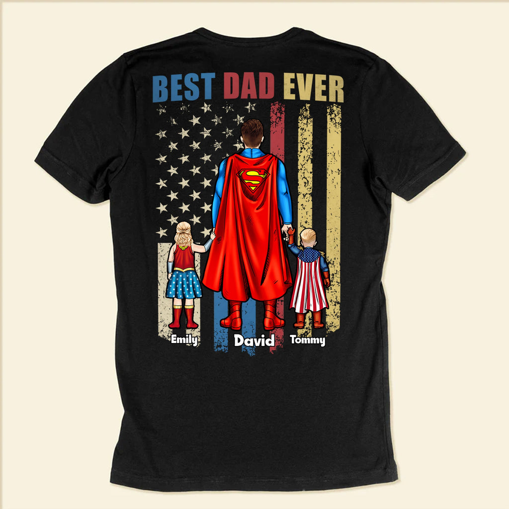 Personalized Superhero Dad Shirt Gift for Father's Day Cotton Apparel GradoCreations