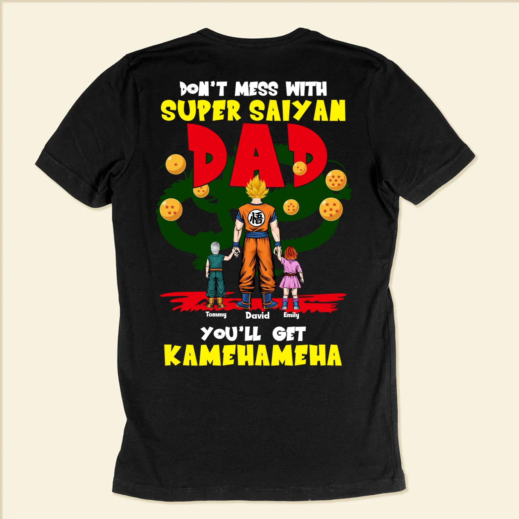 Personalized Super Saiyan Dad Shirt Custom Name Gift for Father's Day Cotton Apparel GradoCreations
