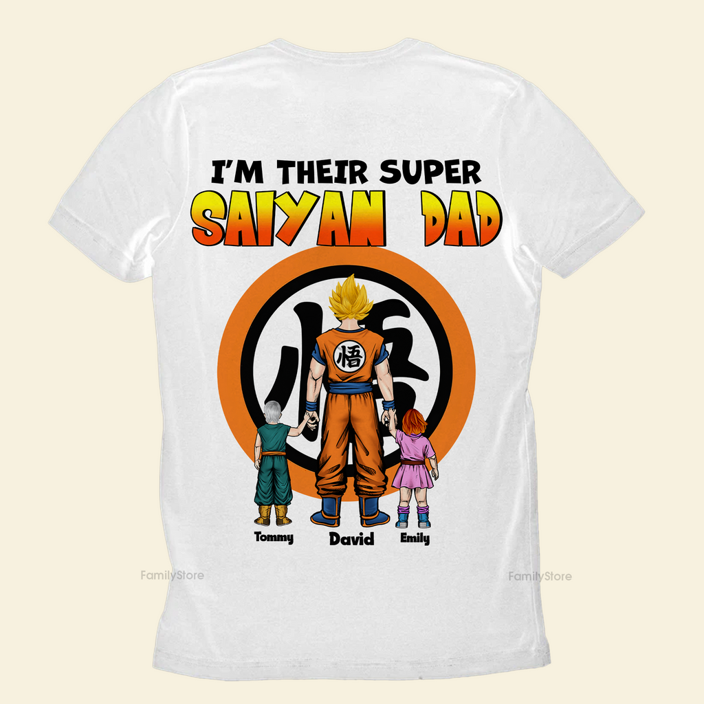 Personalized Super Saiyan Dad Shirt Custom Family Gift for Dad