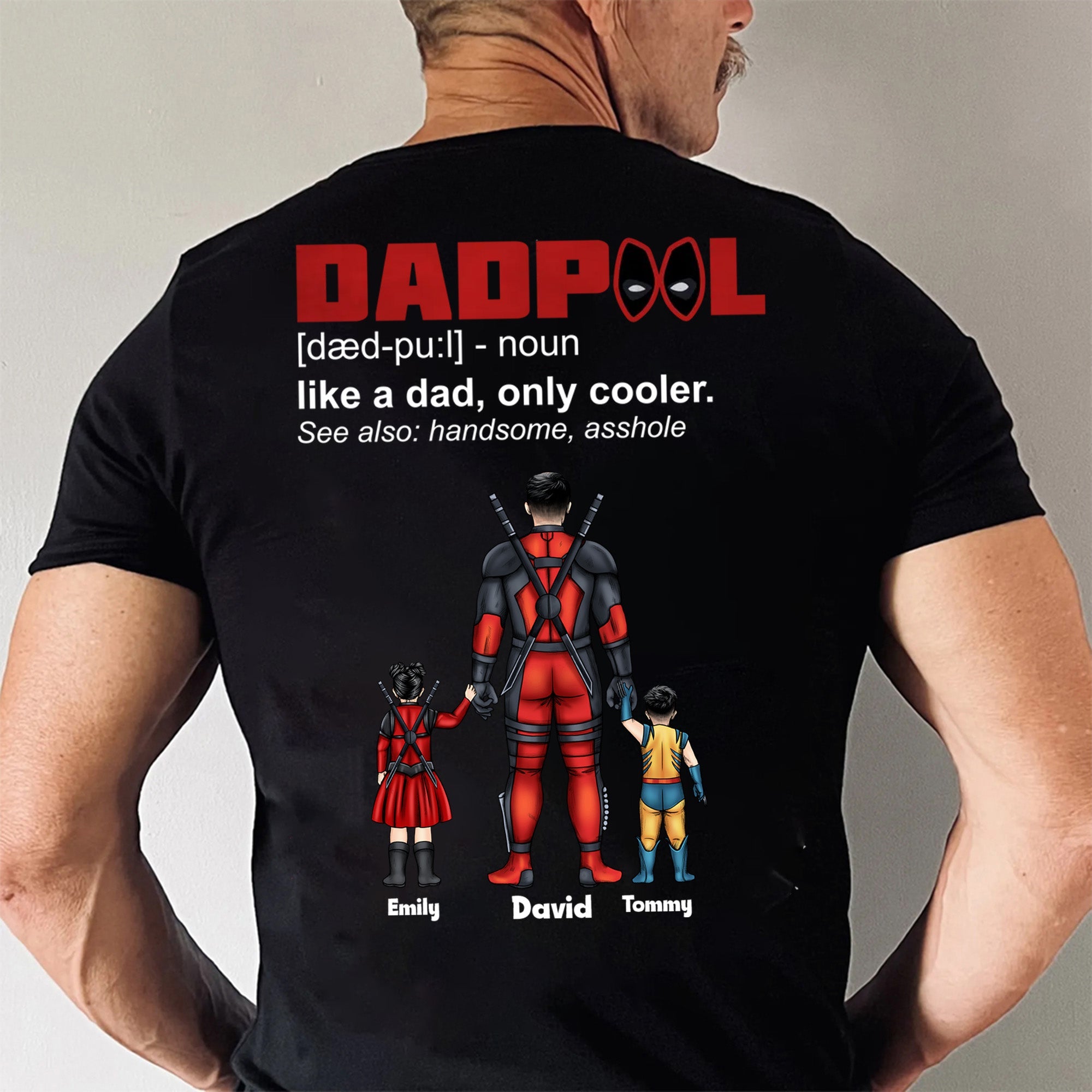 Personalized Dadpool Superhero Shirt Gift for Father's Day Cotton Apparel GradoCreations