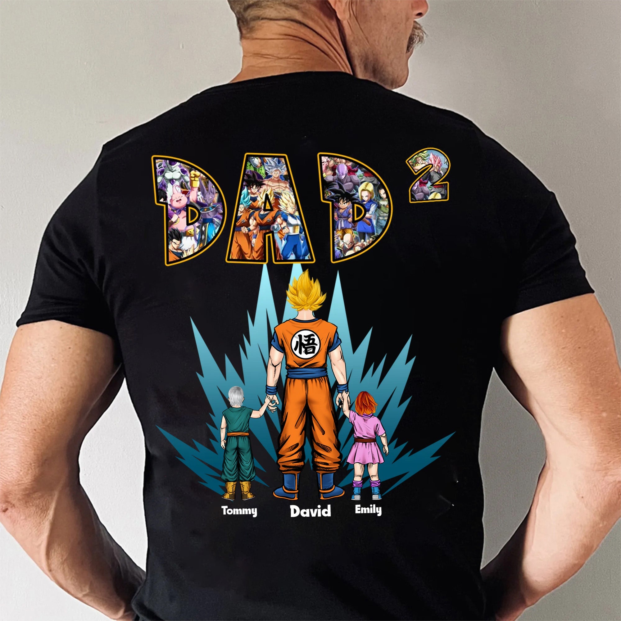 Personalized Saiyan Dad Shirt Custom Name Gift for Father's Day Cotton Apparel GradoCreations