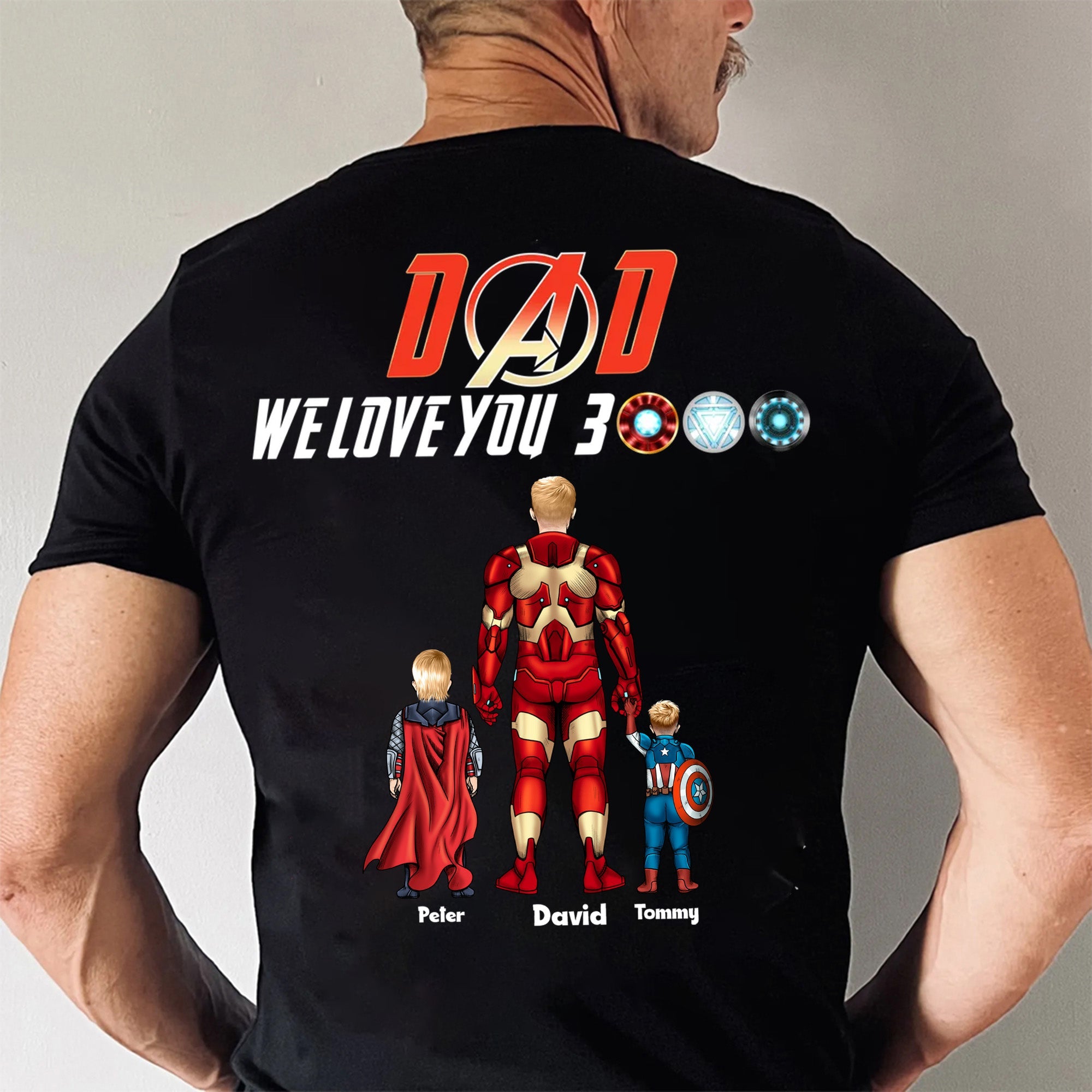 Personalized Superhero Dad T-Shirt Custom Name Gift for Father's Day Cotton Apparel GradoCreations