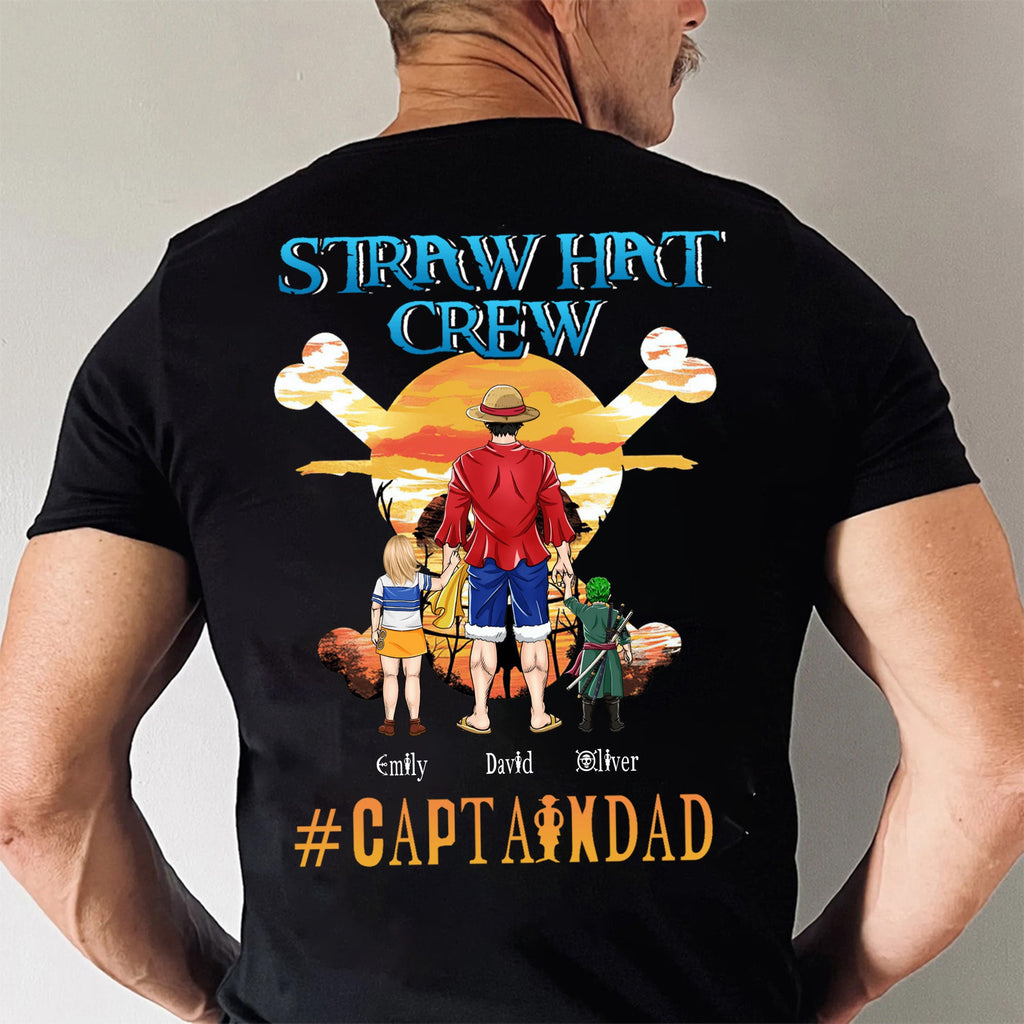 Personalized Straw Hat Crew Captain Shirt Gift for Dad Cotton Apparel GradoCreations