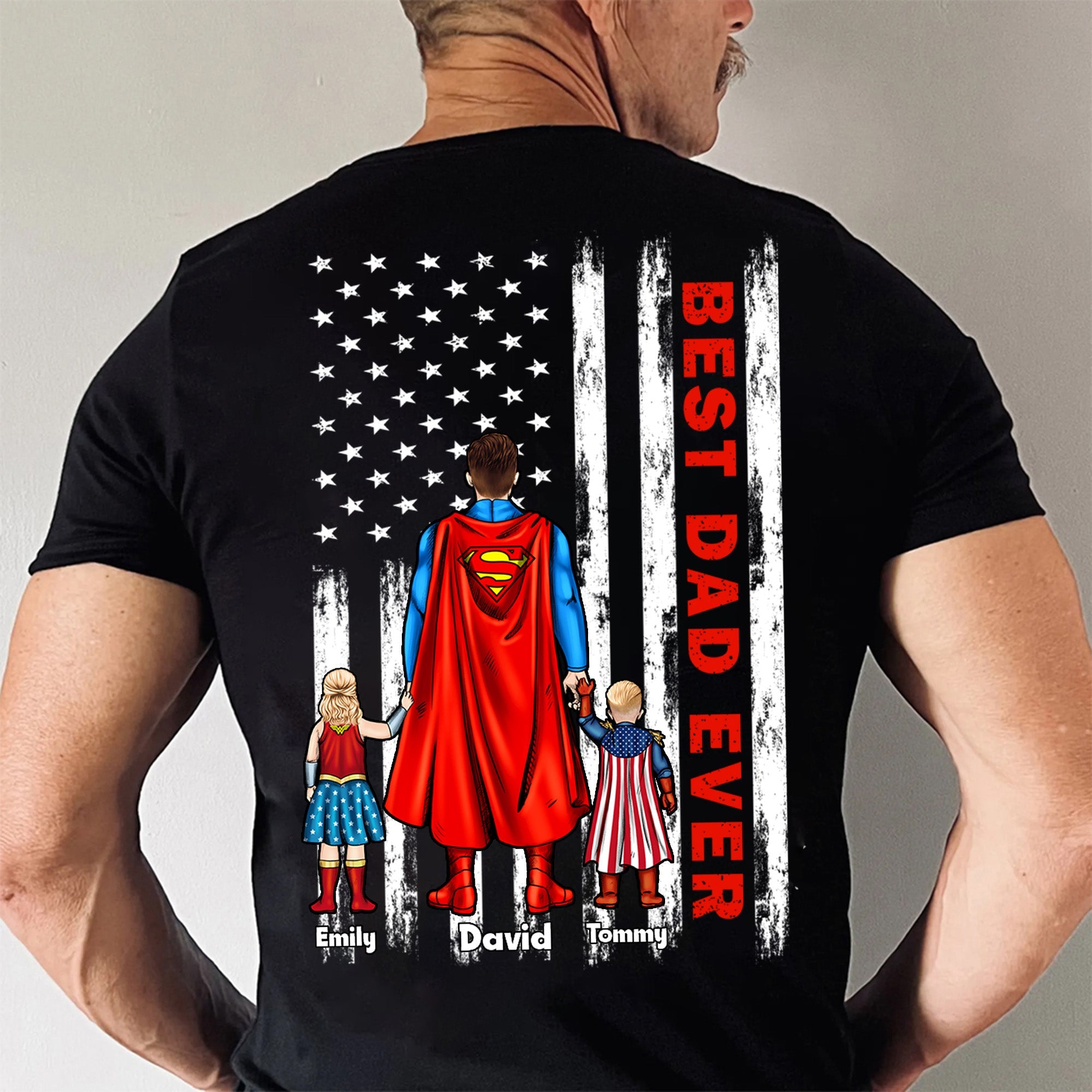 Personalized Superhero Shirt for Dad - Father's Day Gift Cotton Apparel GradoCreations