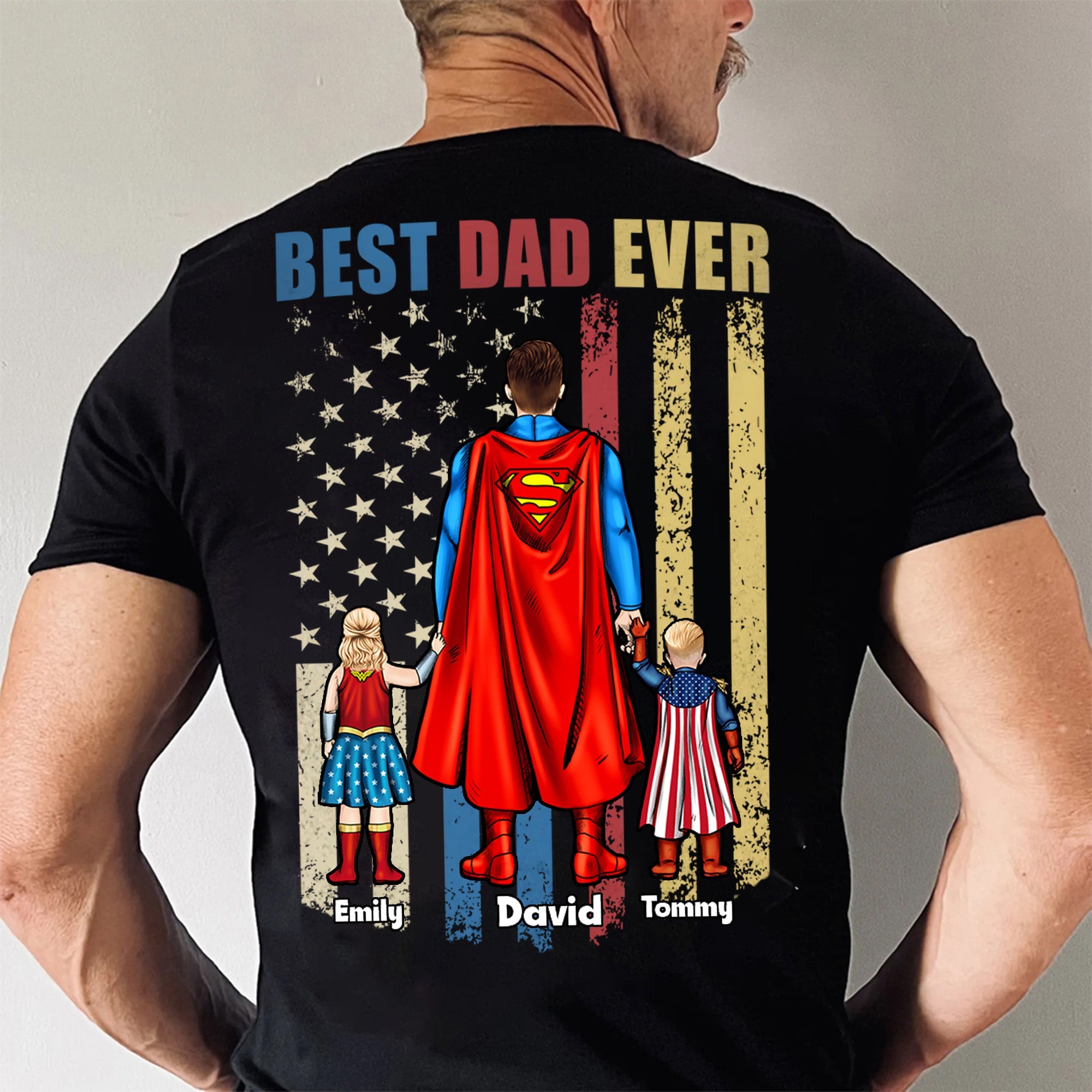 Personalized Superhero Dad Shirt Gift for Father's Day Cotton Apparel GradoCreations