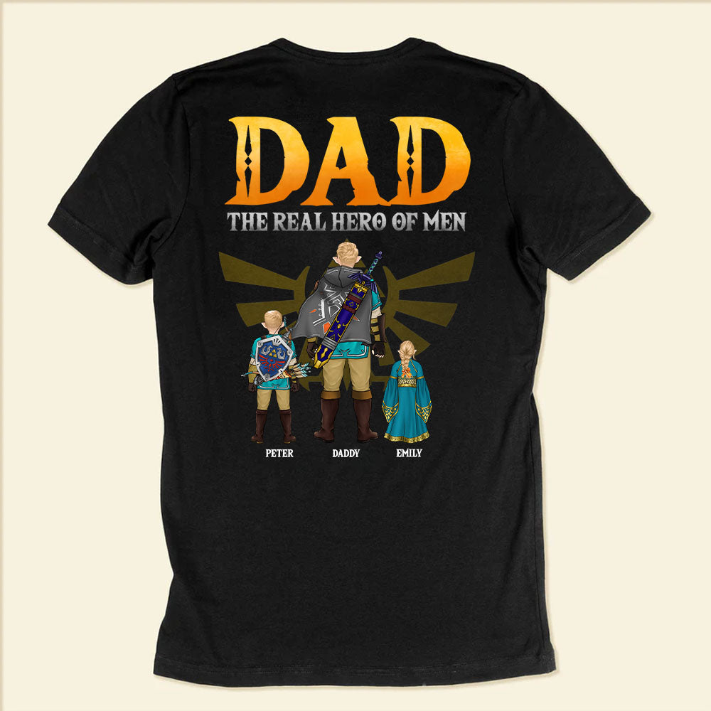 Personalized Zelda Dad The Real Hero T-Shirt Gift for Father's Day Cotton Apparel GradoCreations