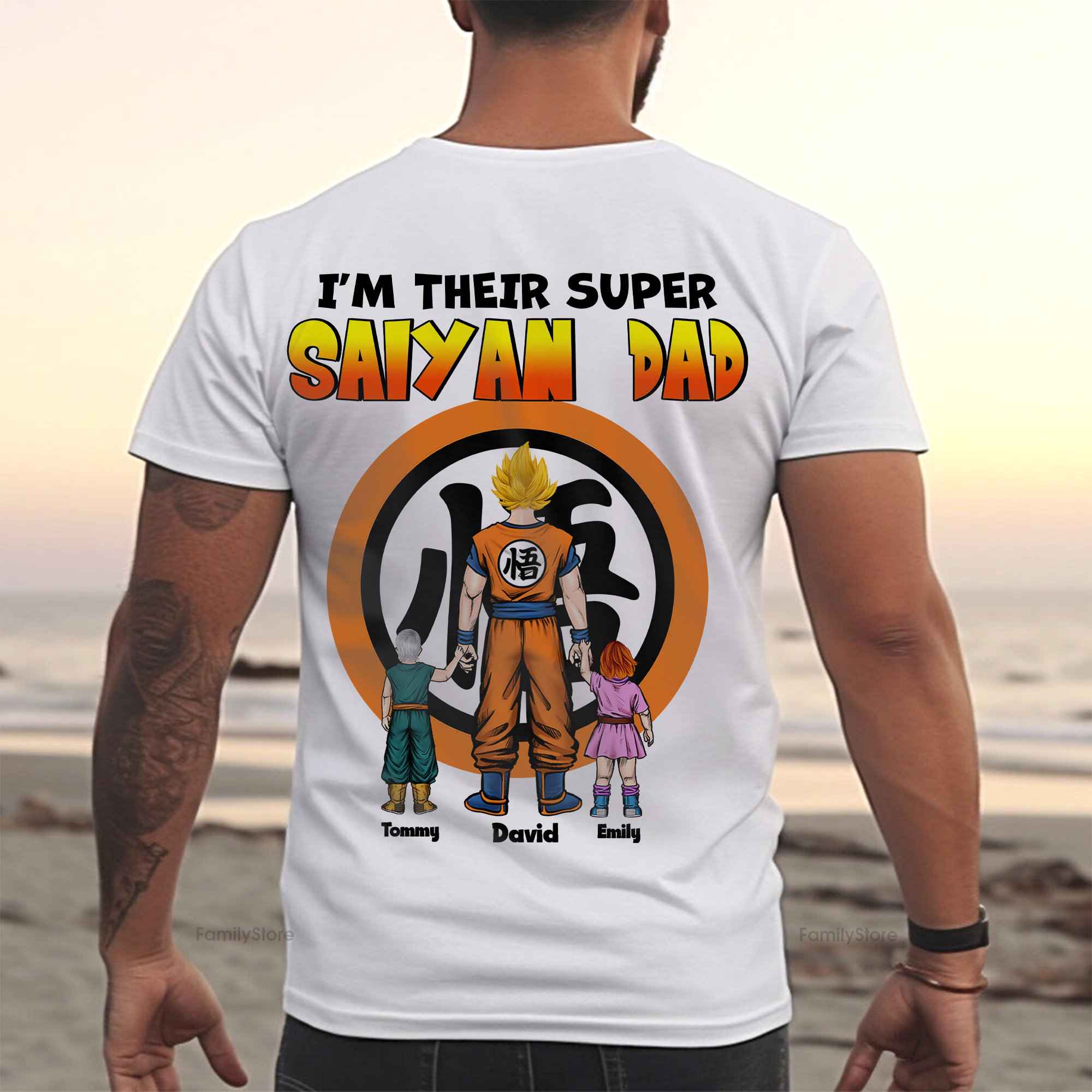Personalized Super Saiyan Dad Shirt Custom Family Gift for Dad