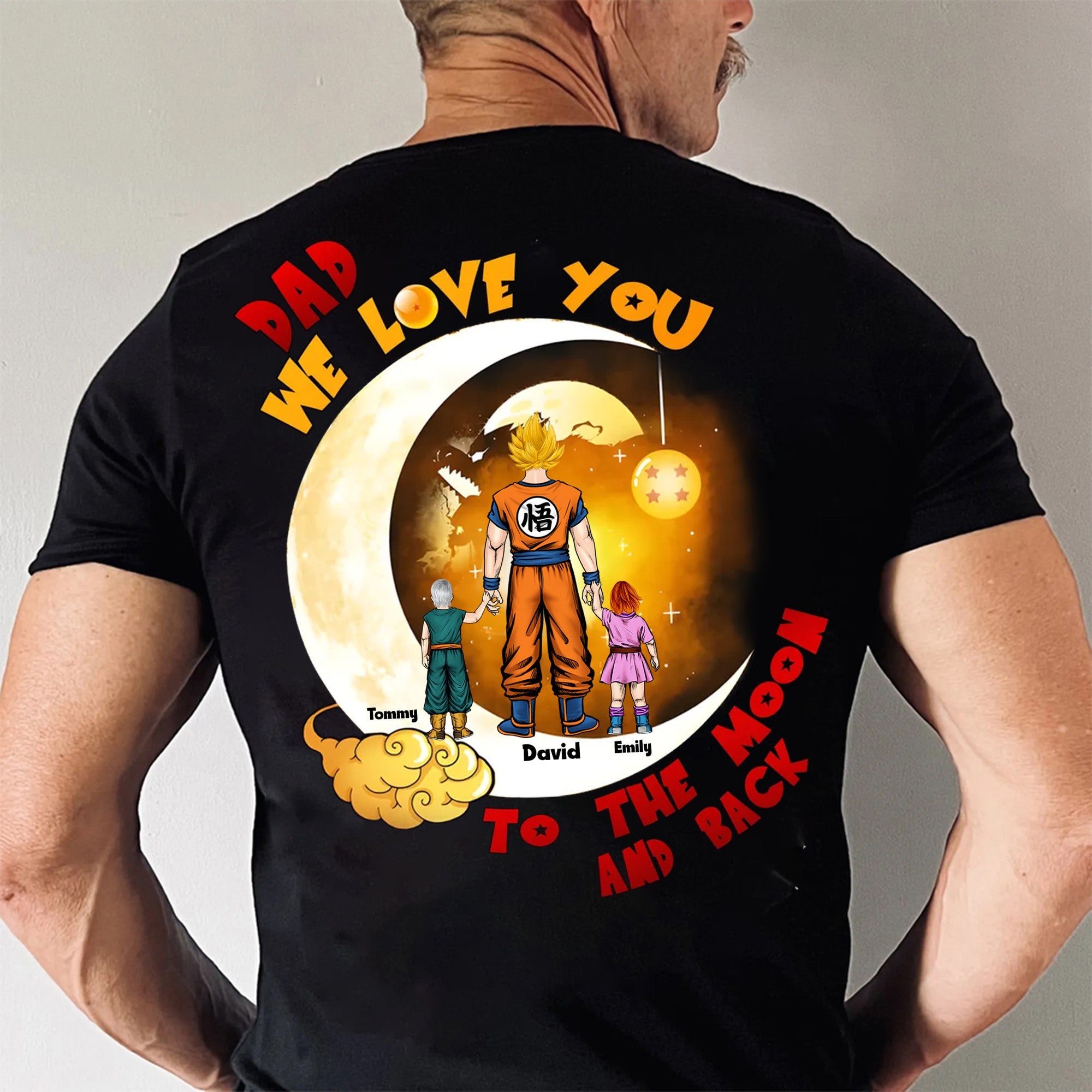 Personalized Dad Shirt We Love You To The Moon And Back Gift for Father's Day Cotton Apparel GradoCreations