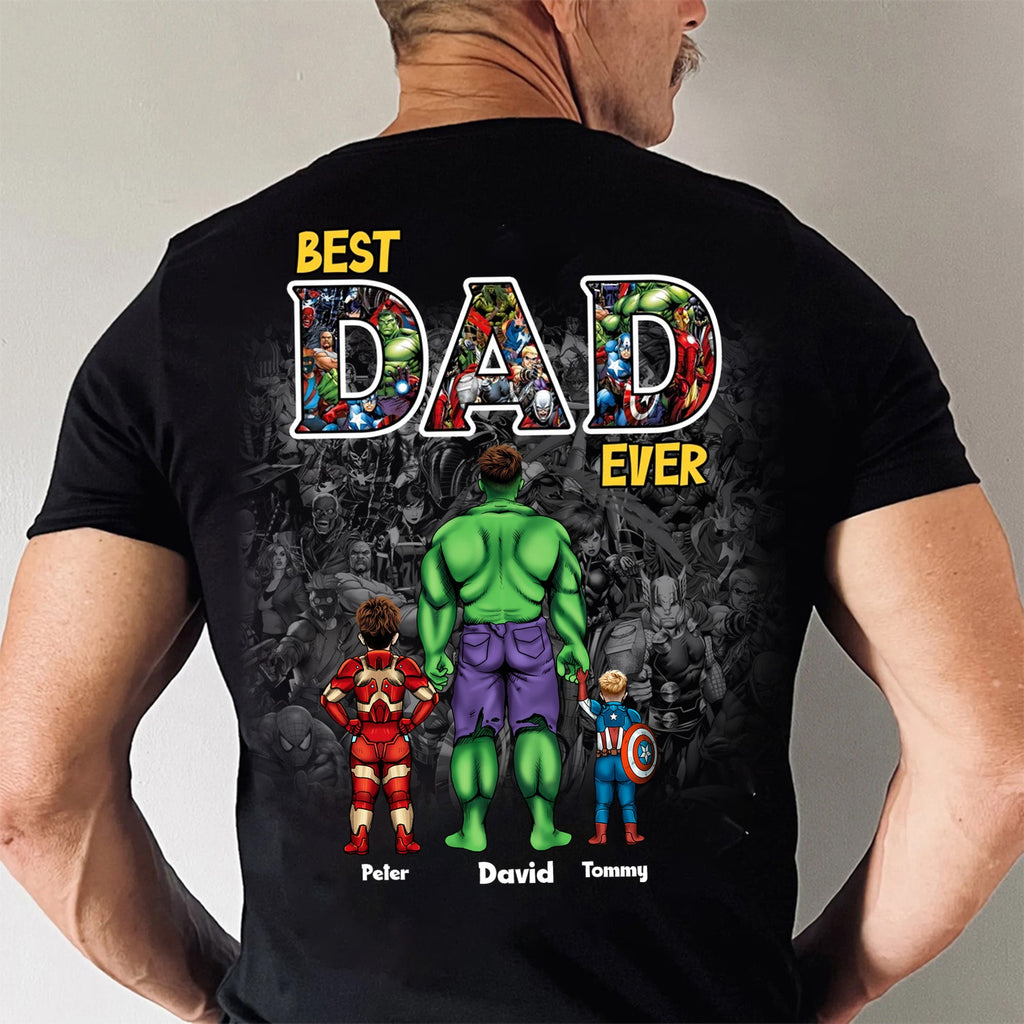 Personalized Super Hero Dad Shirt Custom Message Gift for Father's Day Cotton Apparel GradoCreations