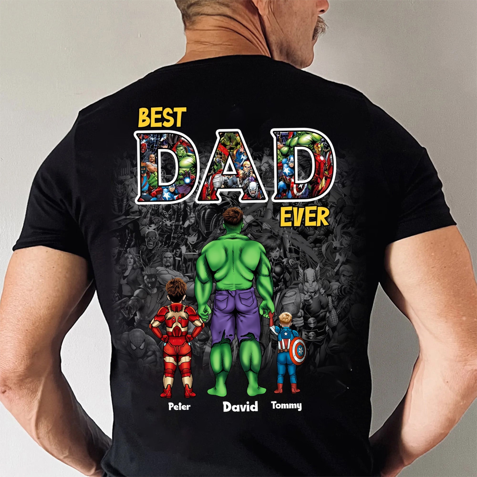 Personalized Super Hero Dad Shirt Custom Message Gift for Father's Day Cotton Apparel GradoCreations