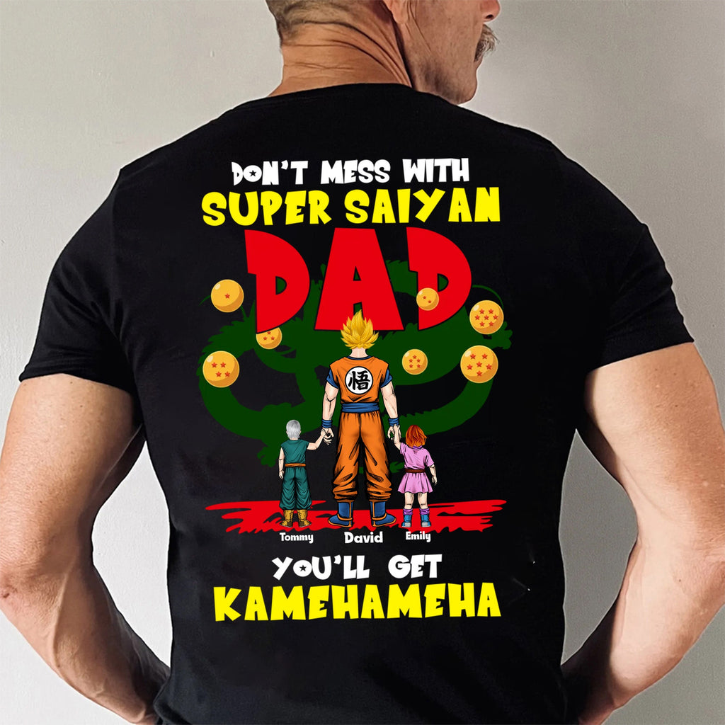 Personalized Super Saiyan Dad Shirt Custom Name Gift for Father's Day Cotton Apparel GradoCreations