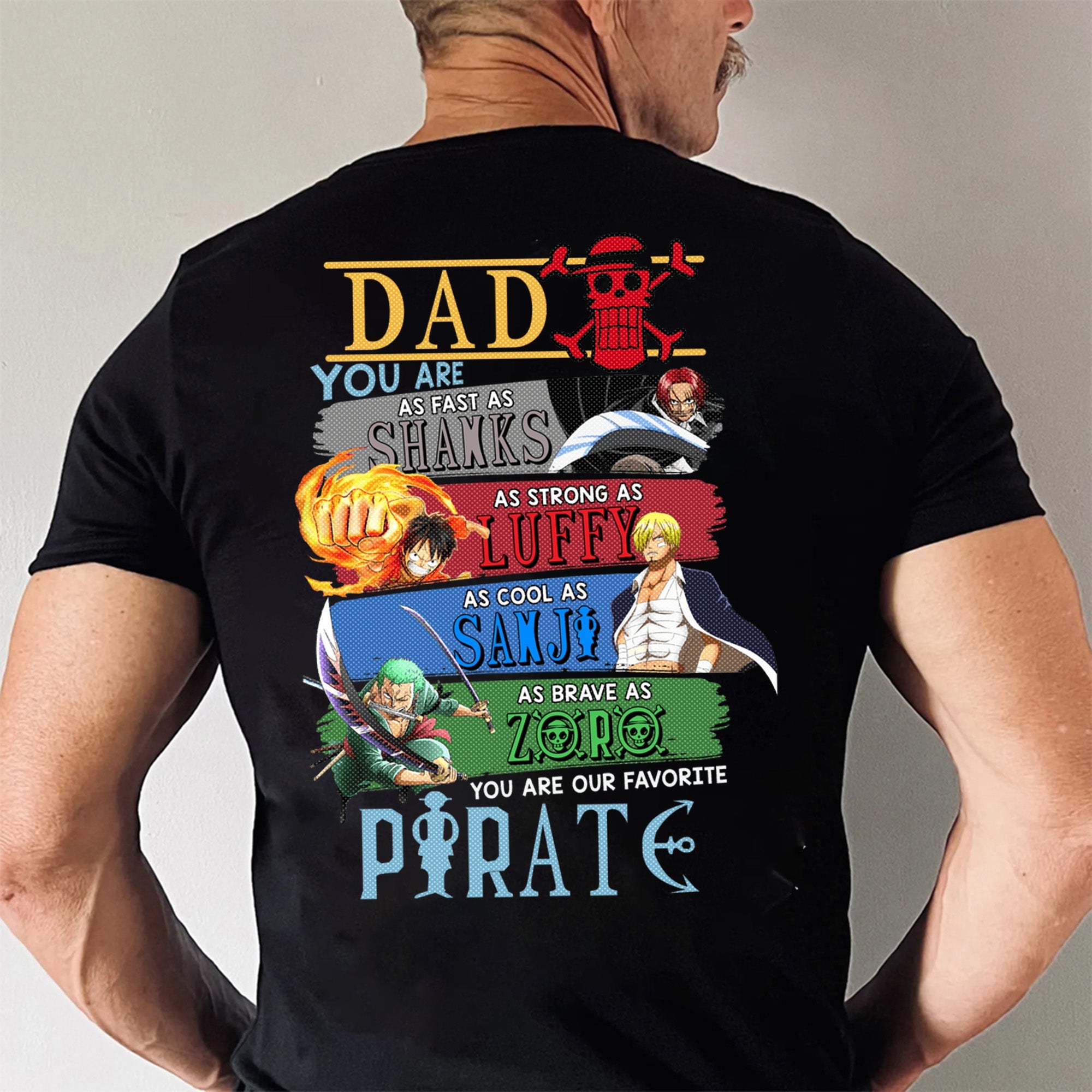 Personalized Pirate Dad Shirt Custom Name Gift for Father's Day Cotton Apparel GradoCreations