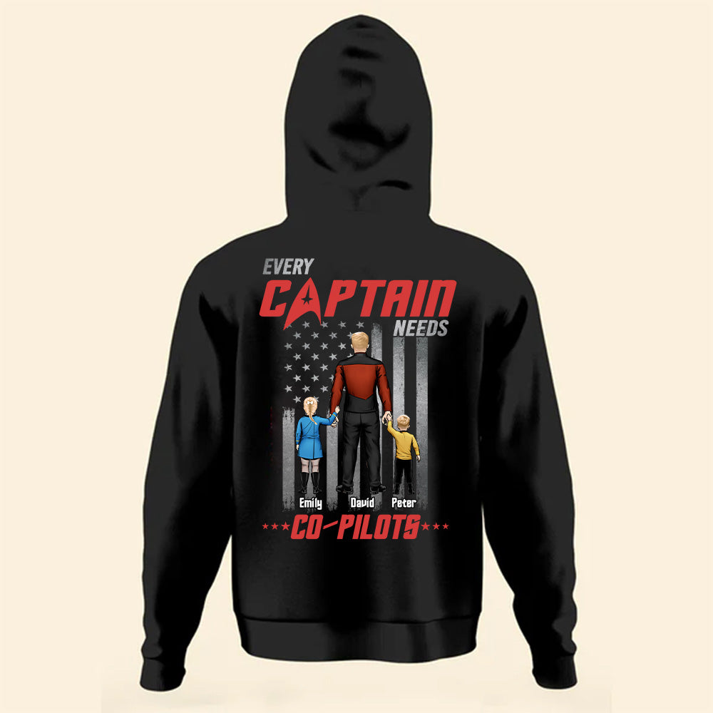 Personalized Co-Pilot T-Shirt for Dad with Cartoon Family Gift