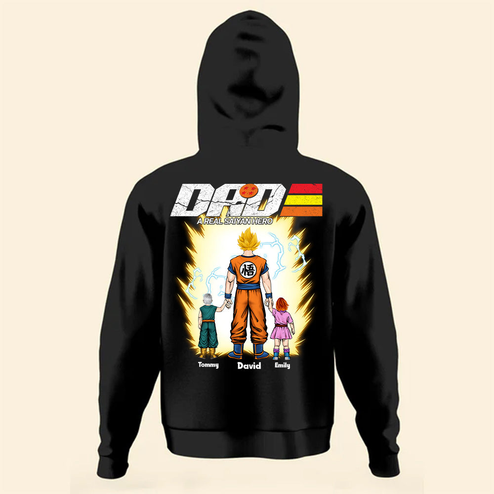 Personalized Dad T-Shirt A Real Saiyan Hero Gift for Father's Day Cotton Apparel GradoCreations