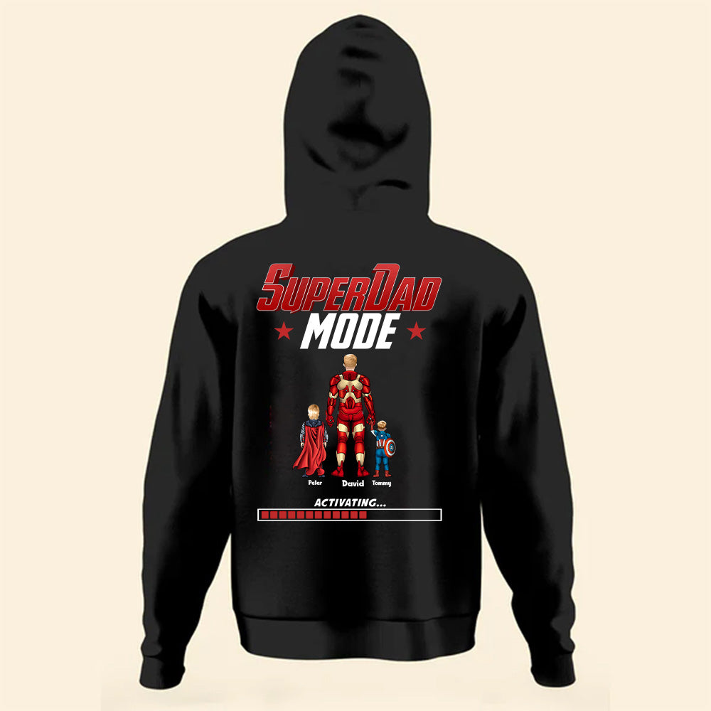 Personalized SuperDad Mode T-Shirt Custom Name Gift for Father's Day Cotton Apparel GradoCreations