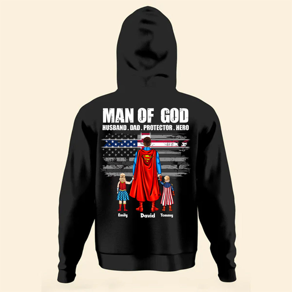 Personalized Superhero Dad T-Shirt Custom Name Gift for Father's Day Cotton Apparel GradoCreations