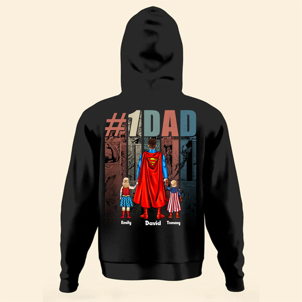 Personalized Super Hero Dad T-Shirt with Kids Names Gift for Father's Day Cotton Apparel GradoCreations