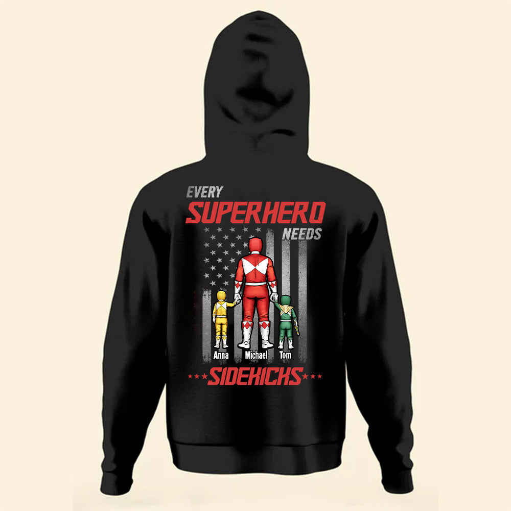 Personalized Superhero Dad T-Shirt with Kids Names Gift