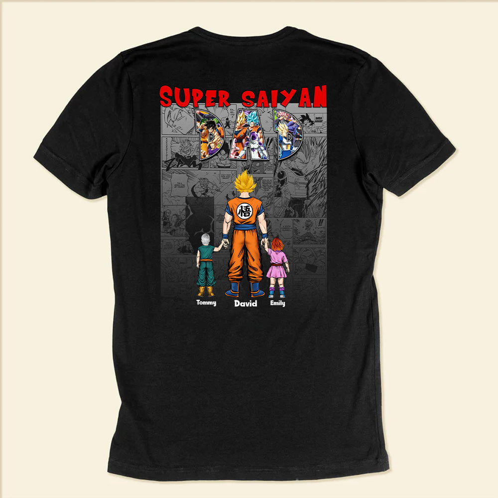 Personalized Super Saiyan Dad T-Shirt Gift for Father's Day Cotton Apparel GradoCreations