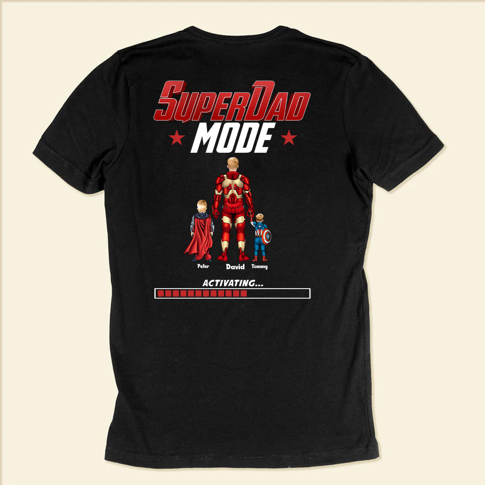 Personalized SuperDad Mode T-Shirt Custom Name Gift for Father's Day Cotton Apparel GradoCreations