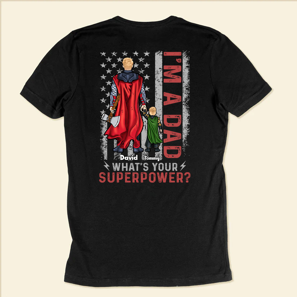 Personalized Superhero Dad T-Shirt with Custom Names - Father's Day Gift Cotton Apparel GradoCreations