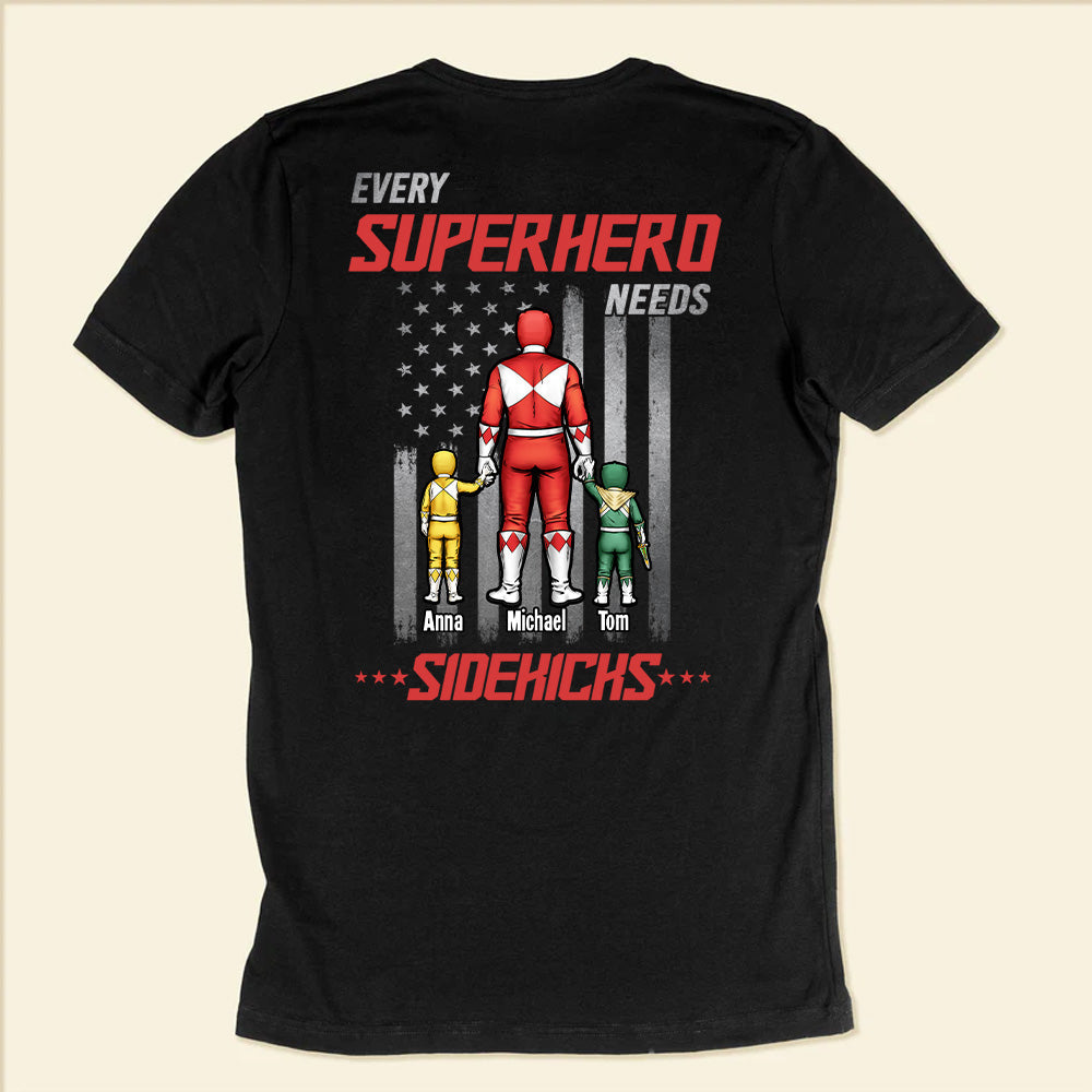 Personalized Superhero Dad T-Shirt with Kids Names Gift