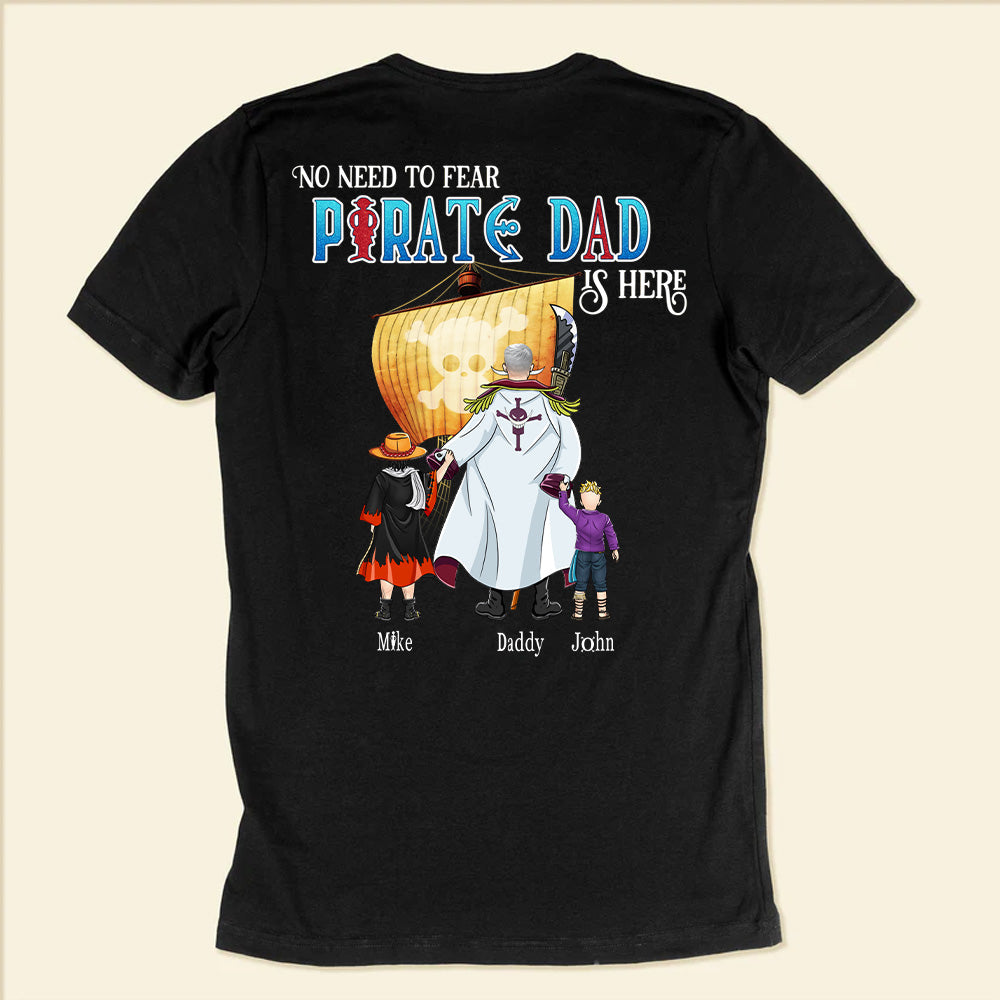 Personalized Pirate Dad T-Shirt Custom Name Gift for Father's Day Cotton Apparel GradoCreations