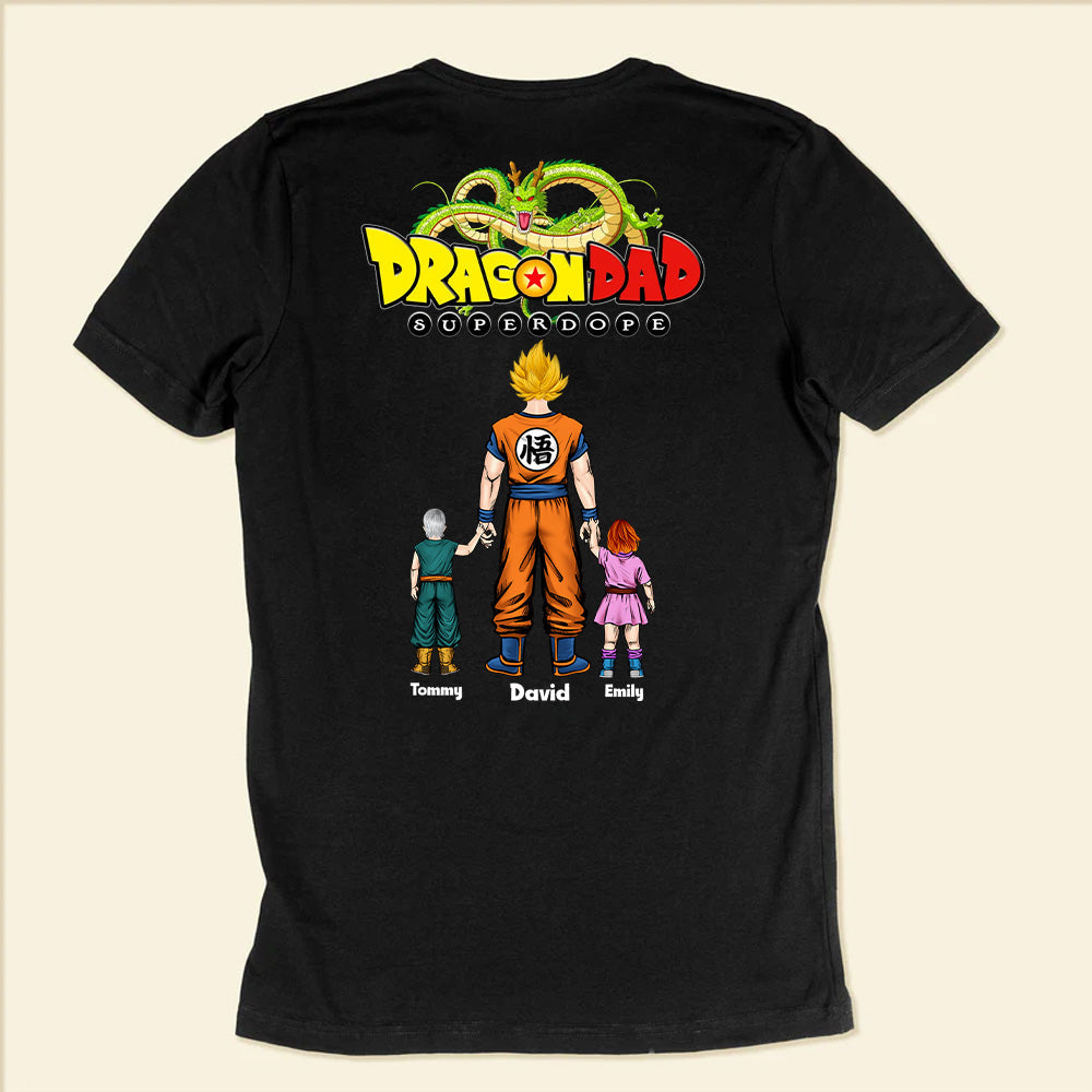 Personalized Dragon Dad Superdope T-Shirt Gift for Father's Day Cotton Apparel GradoCreations