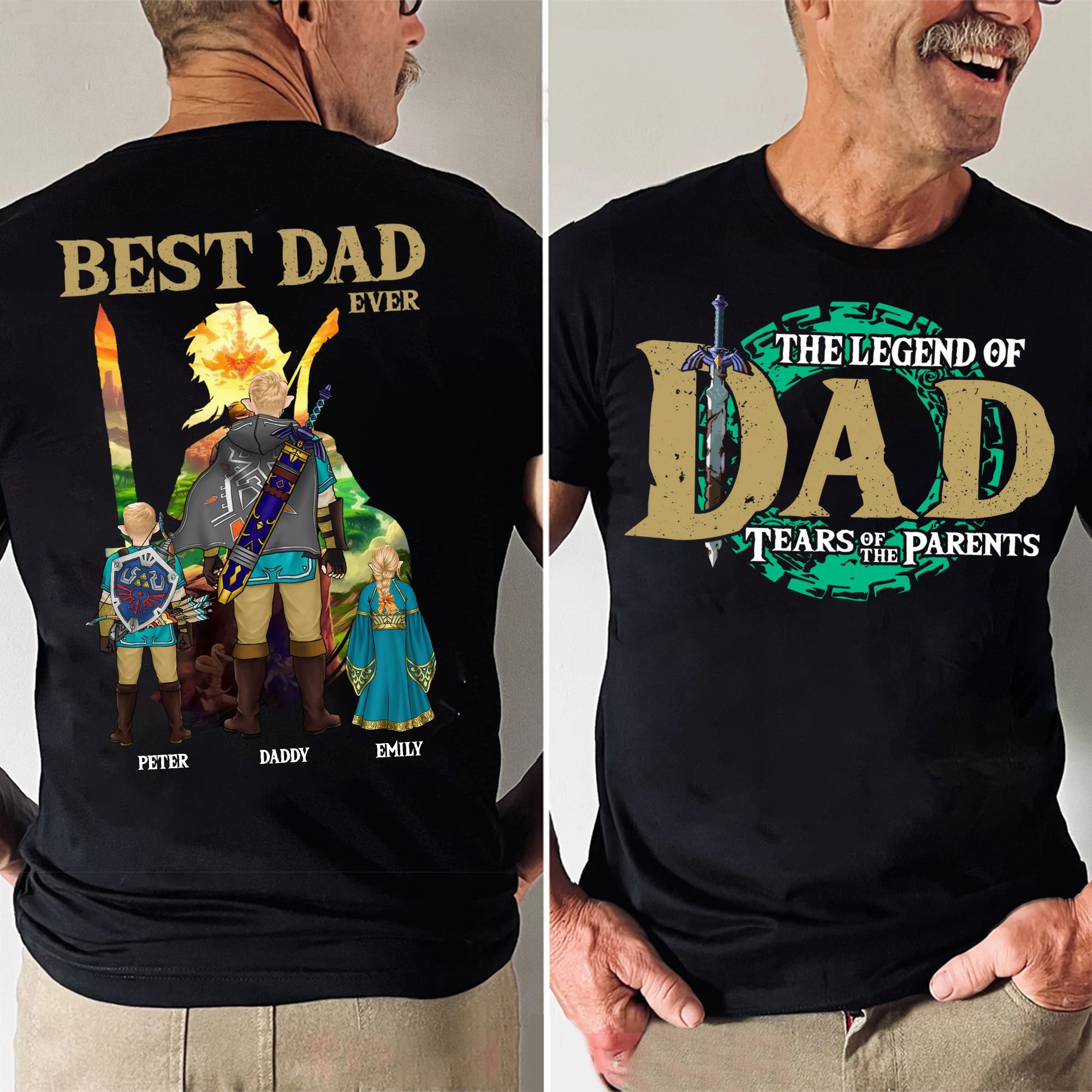 Personalized Legend of Zelda Best Dad T-Shirt Gift for Father's Day Cotton Apparel GradoCreations
