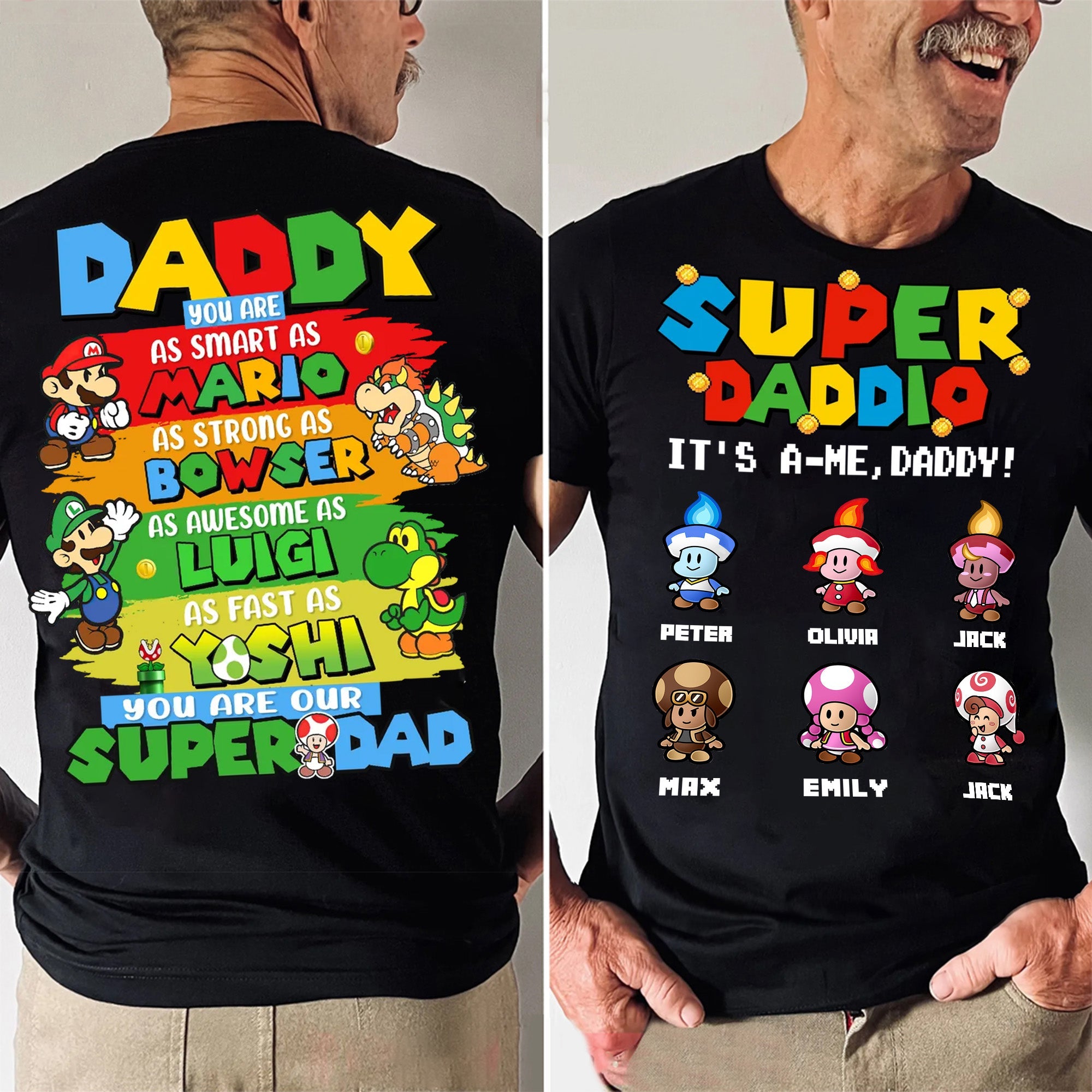 Personalized Father's Day Shirt Super Daddio Custom Name Gift for Dad Cotton Apparel GradoCreations